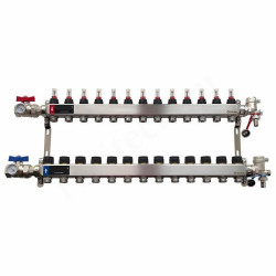 Коллектор WAAG 1"х3/4", 13вых., c клапанами, с расходомерами, сталь нерж., в сборе