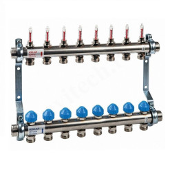 Коллектор Watts HKV 2013A-VA 1"х3/4", 8вых., c клапанами, с расходомерами, сталь нерж., (компл)