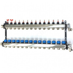 Коллектор Henco UFH-MDSS 1"х3/4", 14вых., c клапанами, с расходомерами, сталь нерж., (компл), в сбор