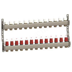 Коллектор General Fittings CX 1"х3/4", 13вых., c клапанами, с расходомерами, сталь нерж.