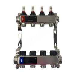 Коллектор WAAG 1"х3/4", 4вых., c клапанами, с расходомерами, сталь нерж.