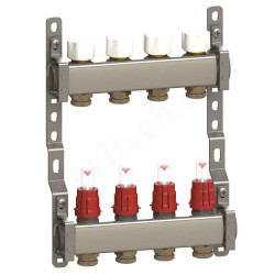 Коллектор General Fittings CX 1"х3/4", 4вых., c клапанами, с расходомерами, сталь нерж., (компл)