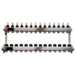 Коллектор WAAG 1"х3/4", 14вых., c клапанами, с расходомерами, сталь нерж.