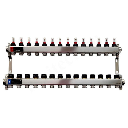 Коллектор WAAG 1"х3/4", 14вых., c клапанами, с расходомерами, сталь нерж.