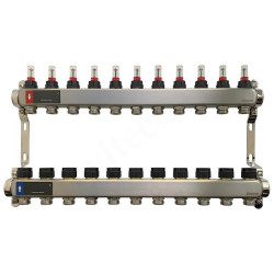 Коллектор WAAG 1"х3/4", 11вых., c клапанами, с расходомерами, сталь нерж.