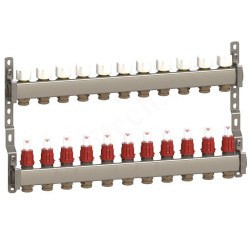 Коллектор General Fittings CX 1"х3/4", 11вых., c клапанами, с расходомерами, сталь нерж.