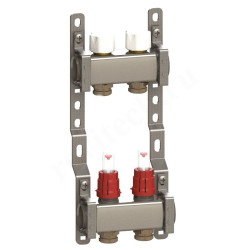 Коллектор General Fittings CX 1"х3/4", 2вых., c клапанами, с расходомерами, сталь нерж.