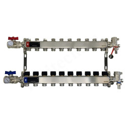 Коллектор WAAG 1"х3/4", 10вых., c клапанами, сталь нерж., в сборе