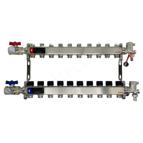 Коллектор WAAG 1"х3/4", 10вых., c клапанами, сталь нерж., в сборе