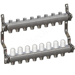 Коллектор RTP 1"х3/4", 8вых., c клапанами, сталь нерж., белый