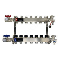 Коллектор WAAG 1"х3/4", 7вых., c клапанами, сталь нерж., в сборе