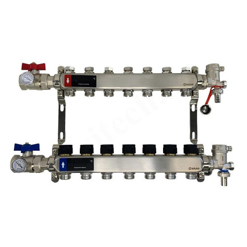 Коллектор WAAG 1"х3/4", 7вых., c клапанами, сталь нерж., в сборе
