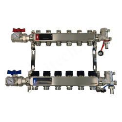 Коллектор WAAG 1"х3/4", 6вых., c клапанами, сталь нерж., в сборе