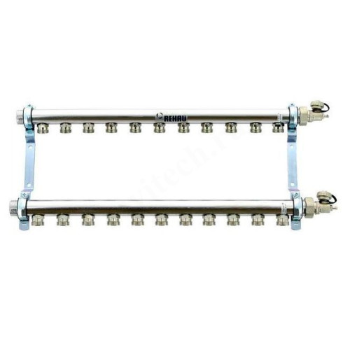 Коллектор Rehau HLV 1"х3/4", 11вых., сталь нерж., (компл), в сборе