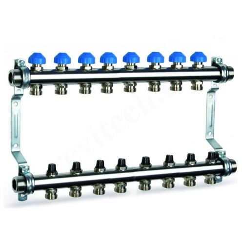 Коллектор Watts HKV 2010-VA 1"х3/4", 8вых., c клапанами, сталь нерж., (компл)