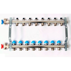 Коллектор Rehau HKV 1"х3/4", 8вых., c клапанами, сталь нерж., (компл), в сборе