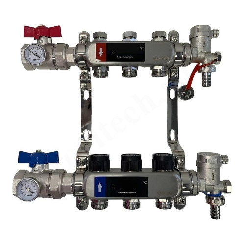 Коллектор WAAG 1"х3/4", 3вых., c клапанами, сталь нерж., в сборе