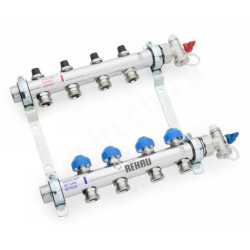 Коллектор Rehau HKV 1"х3/4", 4вых., c клапанами, сталь нерж., (компл), в сборе