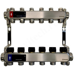 Коллектор WAAG 1"х3/4", 6вых., c клапанами, сталь нерж.