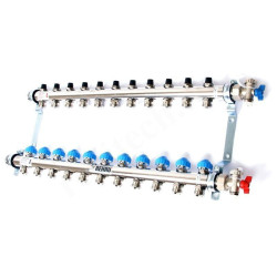 Коллектор Rehau HKV 1"х3/4", 11вых., c клапанами, сталь нерж., (компл), в сборе