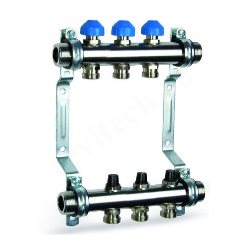 Коллектор Watts HKV 2010-VA 1"х3/4", 3вых., c клапанами, сталь нерж., (компл)