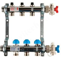 Коллектор Rehau HKV 1"х3/4", 3вых., c клапанами, сталь нерж., (компл), в сборе