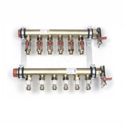 Коллектор Rehau IVKE 6 3/4"х3/4", 6вых., c шаровыми кранами, латунь, в сборе