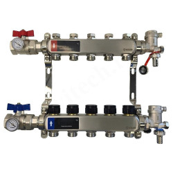 Коллектор WAAG 1"х3/4", 5вых., c клапанами, сталь нерж., в сборе