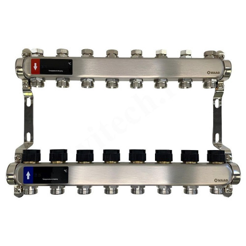 Коллектор WAAG 1"х3/4", 8вых., c клапанами, сталь нерж.