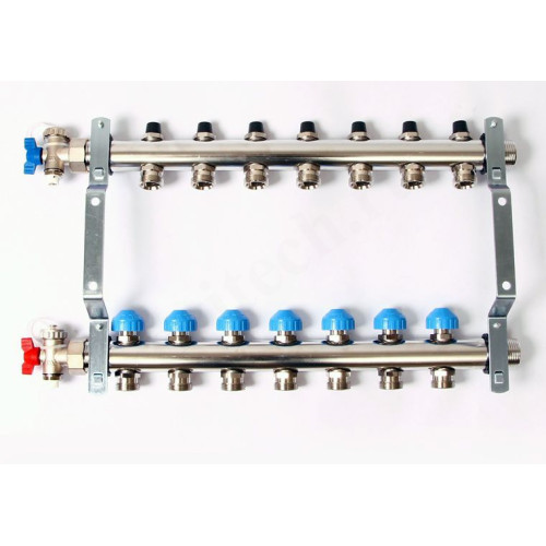 Коллектор Rehau HKV 1"х3/4", 7вых., c клапанами, сталь нерж., (компл), в сборе