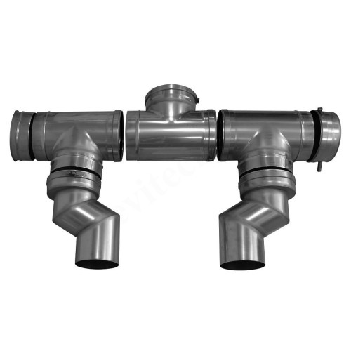 Дымоотводящий комплект 250, Baxi, раструб-труба, алюминий, для двух котлов в каскаде