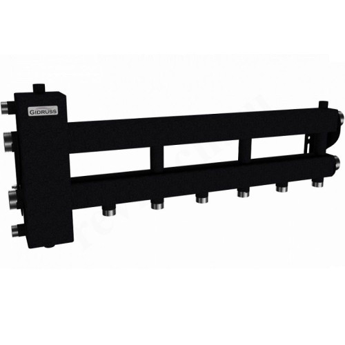 Распределительная гребенка Gidruss BM-100 4D 1 1/4"х1", 4вых., сталь черная, в сборе