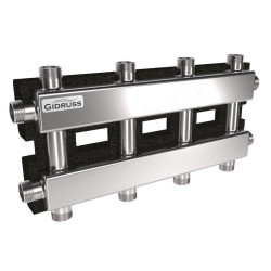 Распределительная гребенка Gidruss MKSS-60 5DU.EPP 1"х1", 5вых., сталь нерж.