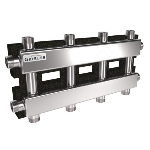 Распределительная гребенка Gidruss MKSS-60 5DU.EPP 1"х1", 5вых., сталь нерж.