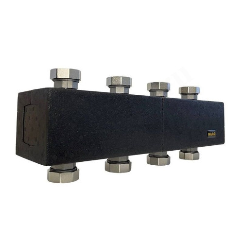 Распределительная гребенка WAAG 1 1/2"х1 1/2", 3вых., сталь черная, до 85 кВт.