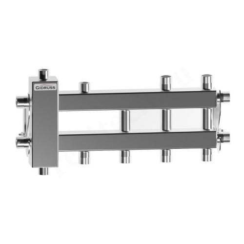 Распределительная гребенка Gidruss BMSS-40 4DU 3/4"х3/4", 4вых., сталь нерж.