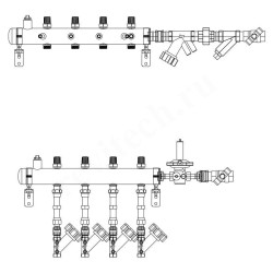 Этажный распределитель Ридан TDU 5R, DN50-4R-25-MVT25-APT15-MNT15