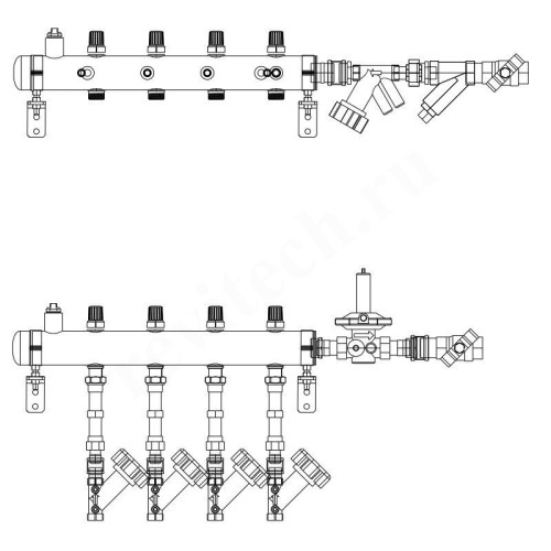 Этажный распределитель Ридан TDU 5R, DN50-4R-25-MVT15-APT20-MNT15