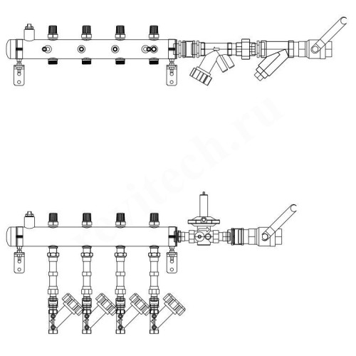 Этажный распределитель Ридан TDU 5R, DN50-4R-32-MVT25-APT20-MNT15
