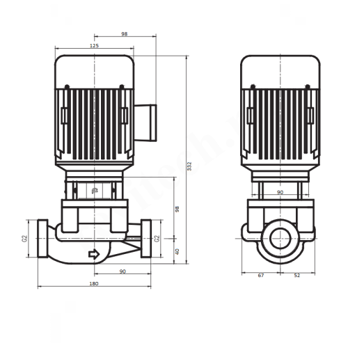 Насос циркуляционный CNP TD 32-6(I)/2 SWSCJ (3x220/380В; 0,25кВт), с гайками