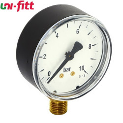 Манометр радиальный Uni-Fitt F+R200, 63 мм, 0-10 бар, 1/4"