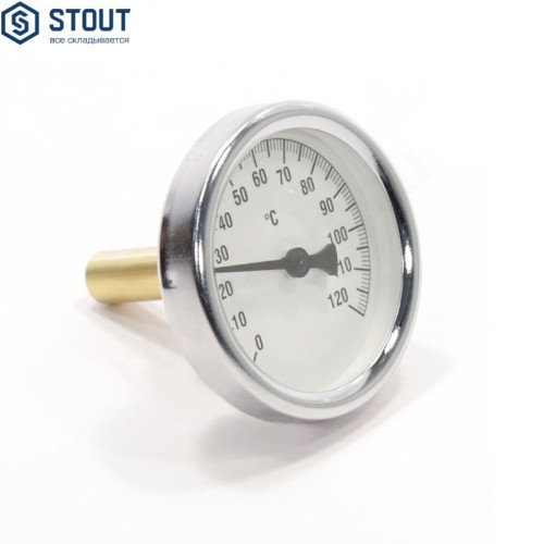 Термометр аксиальный STOUT F+R801 OR, 63 мм, 0-120 С, гильза 50 мм