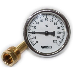 Термометр аксиальный Watts F+R801 OR, 80 мм, 0-120 С, гильза 50 мм