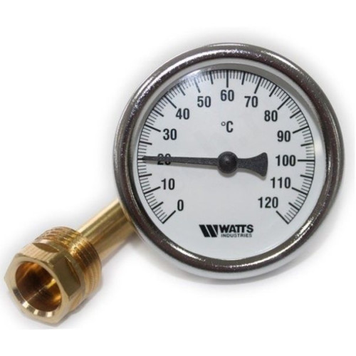 Термометр аксиальный Watts F+R801 OR, 80 мм, 0-120 С, гильза 50 мм