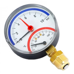 Термоманометр радиальный Watts F+R828, 80 мм, 0-10 бар, 0-120 С