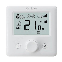 Термостат комнатный Ридан RT2000RF + RX1, беспроводной, программируемый, 3В, белый