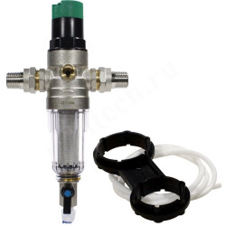 Фильтр сетчатый резьб. 1/2", PN16, WAAG, латунь, со сливным краном, (хол.), с редуктором давления