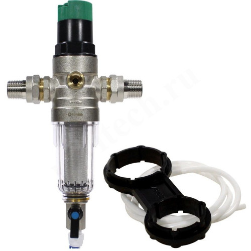 Фильтр сетчатый резьб. 1/2", PN16, WAAG, латунь, со сливным краном, (хол.), с редуктором давления