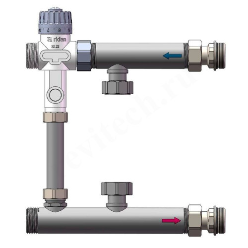 Узел смешения Ридан FHM-CR, с термосмесителем, DN25, 15 кВт.