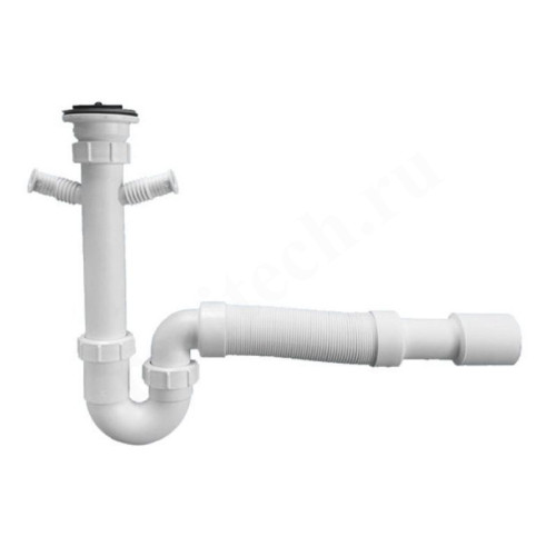 Сифон трубный 40-40/50, McAlpine с 2-мя адаптерами под углом и отводным раздвижным коленом